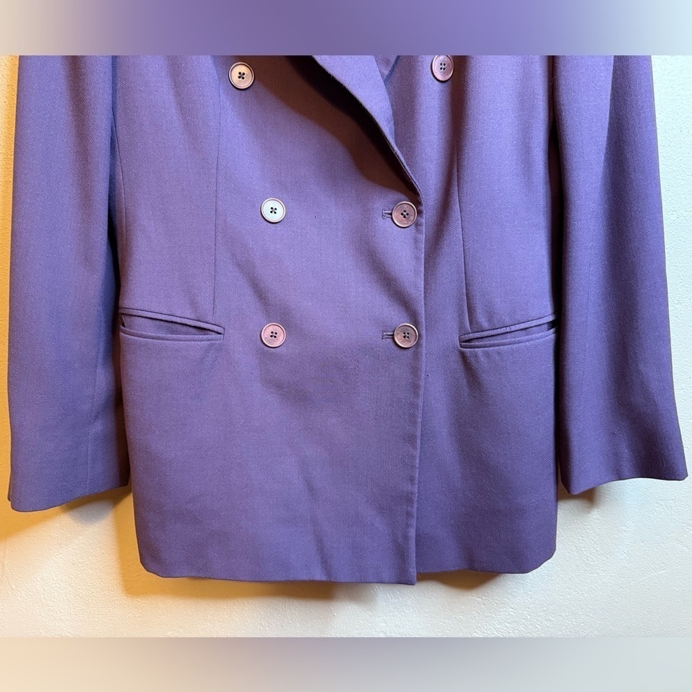 Vintage Eddie Bauer Deep Purple Women's Double-Breasted Blazer 100% Wool Size 10 - Picture 6 of 15